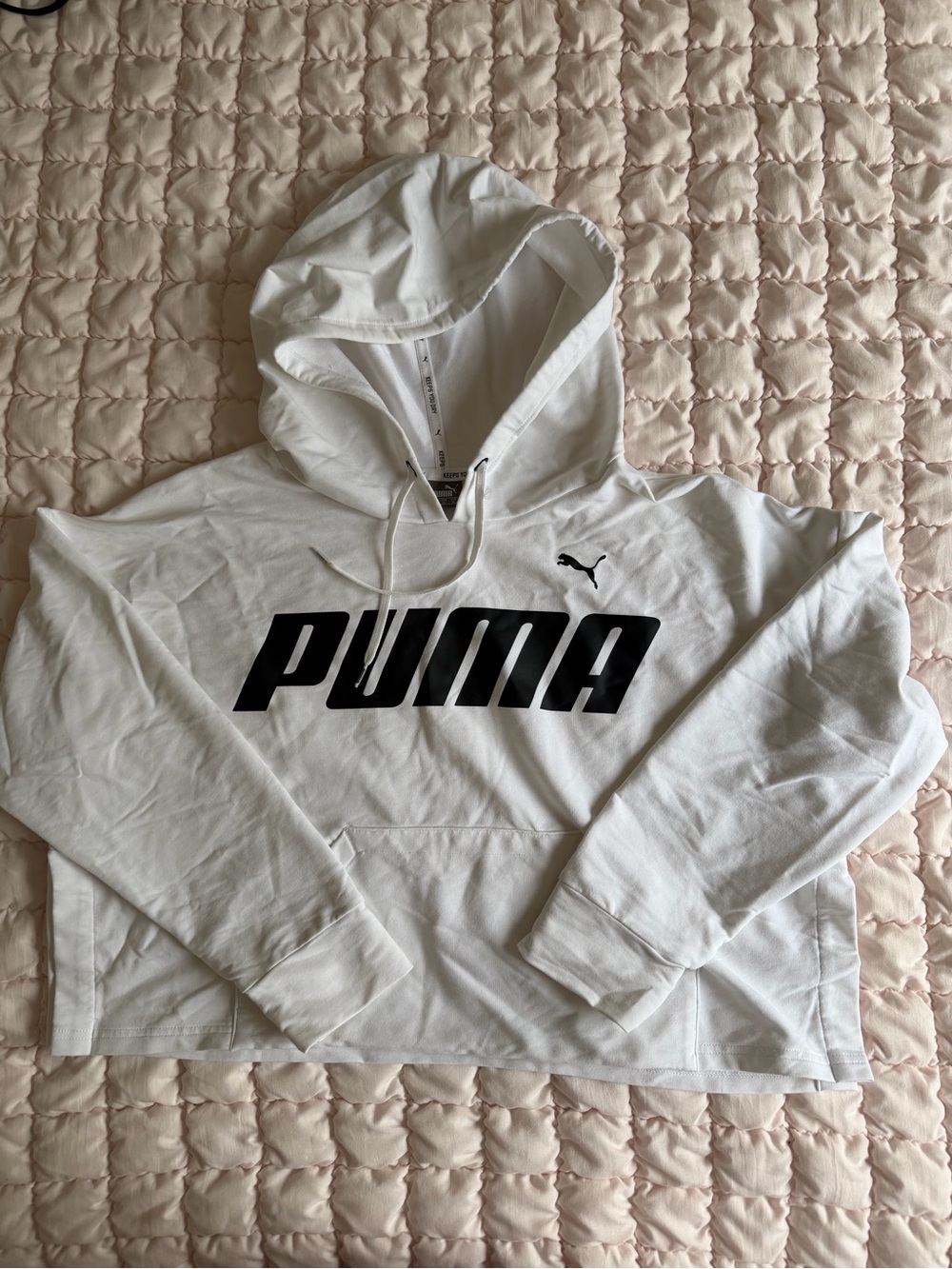 Women’s Puma White Hoodie with Black Logo